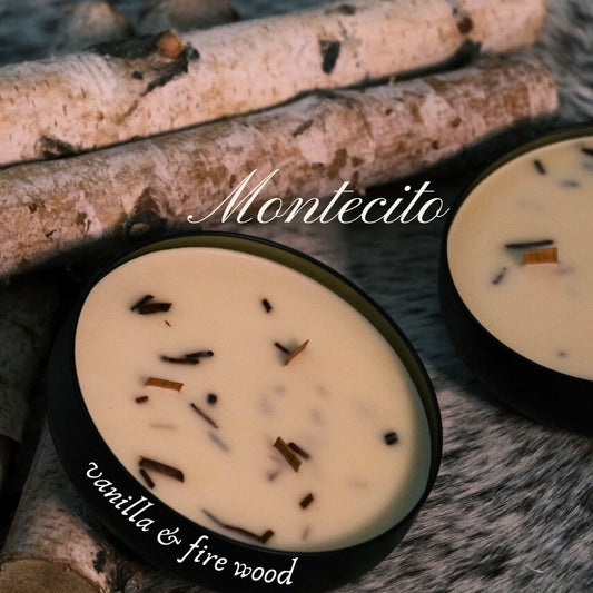 Montecito ~ 6 oz. / 14 oz. Beeswax Coco Creme Candle in Wide Matte Black Tin