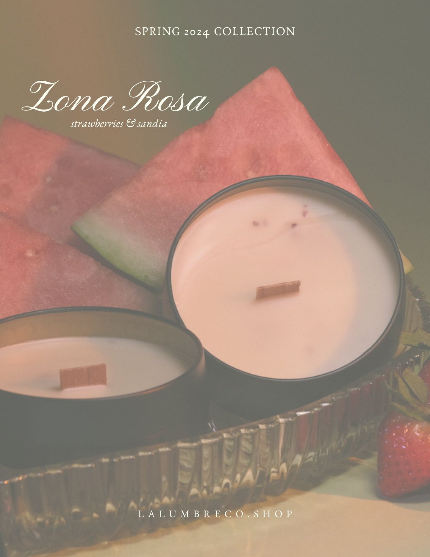 ZONA ROSA {sweet strawberries & sandia} Beeswax Coco Creme Candle