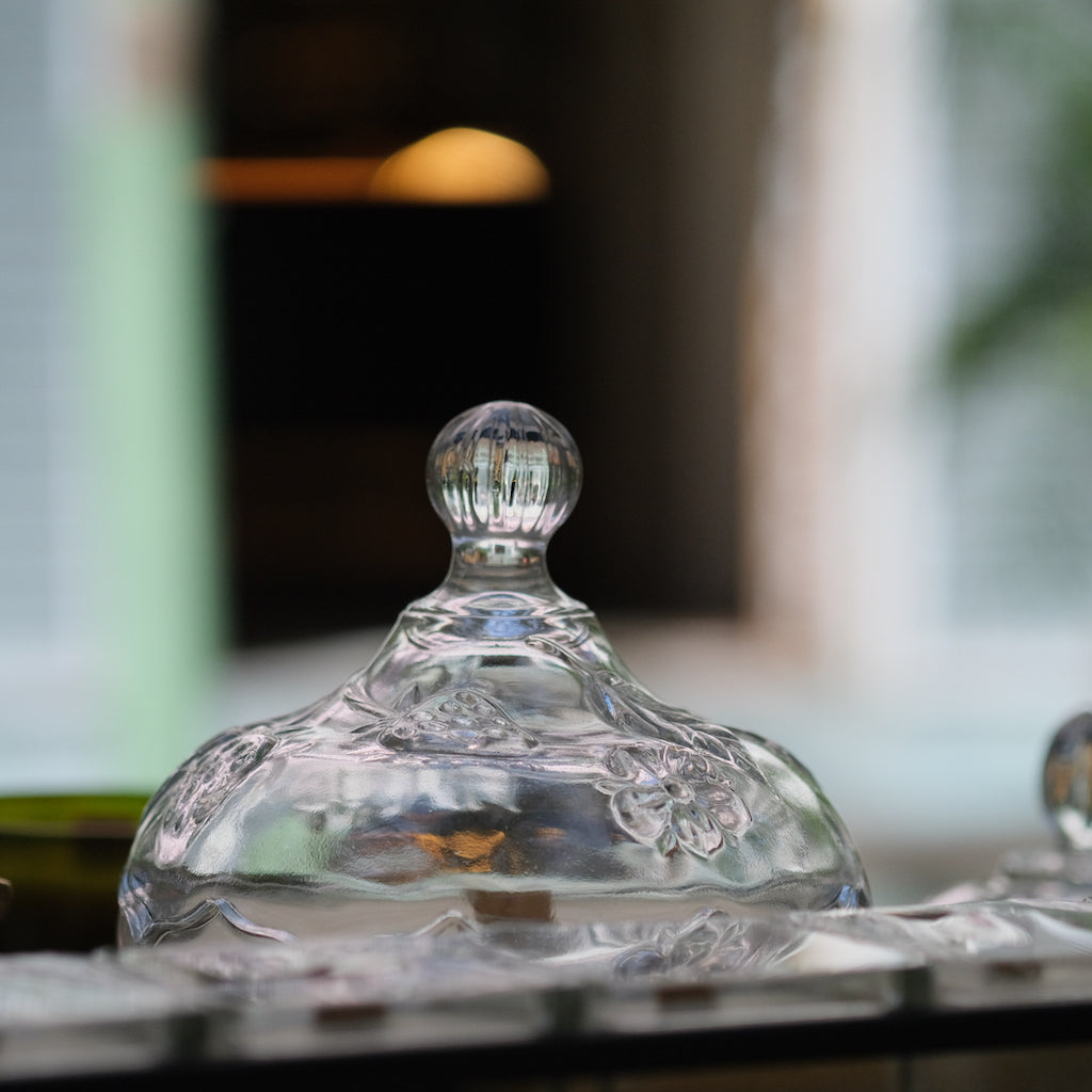 Crystal Candy Bowl Candle with Embossed Glass Strawberries & Lid