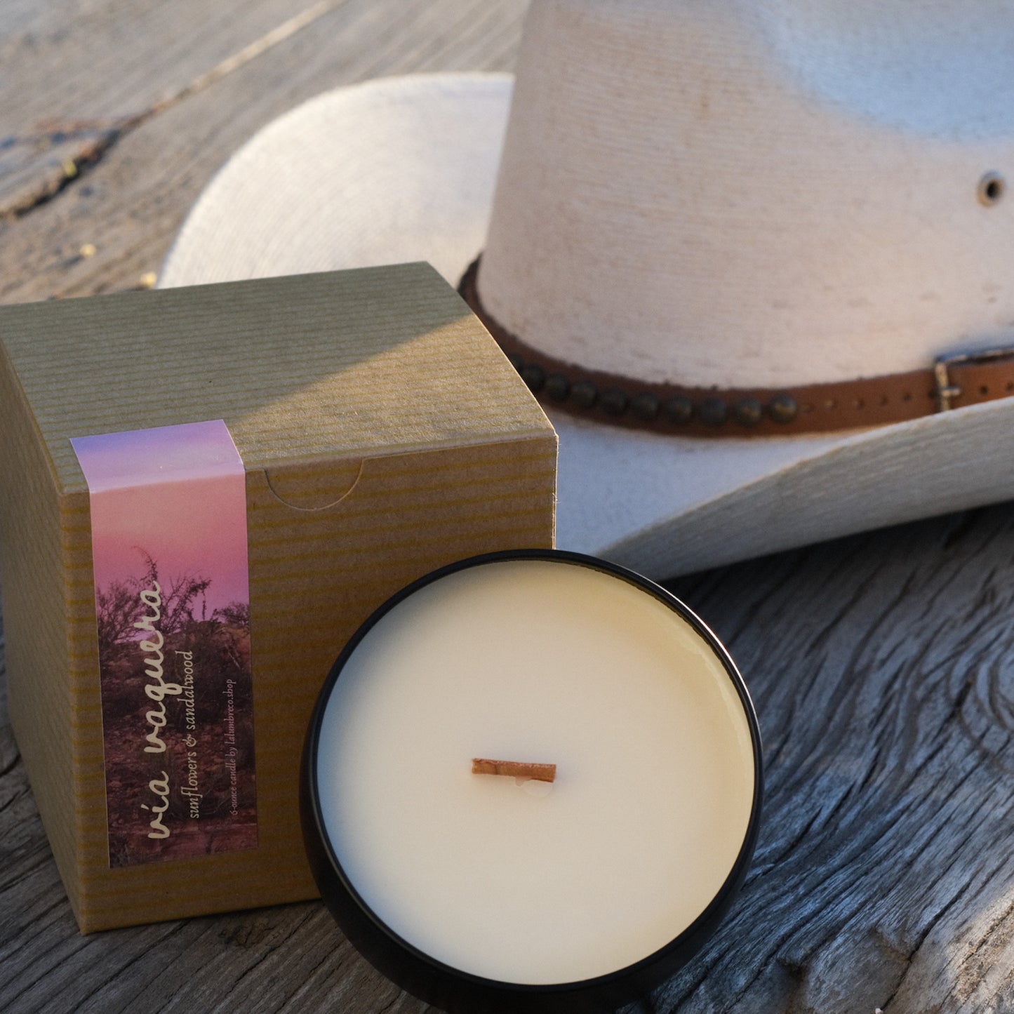 Via Vaquera {Sunflowers & Sandalwood} Beeswax Coco Creme Candle